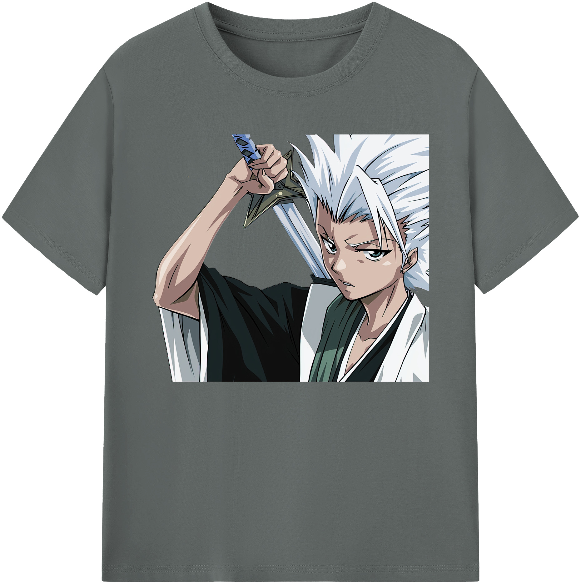 （画像用） ブリーチ 日番谷冬獅郎（ひつがや とうしろう） BLEACH Hitsugaya Toushirou 綿100％ メンズ半袖Tシャツ｜肌触りやわらか＆通気性